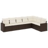 Salon de jardin avec coussins 7 pcs marron résine tressée 529541529541