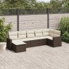 Salon de jardin avec coussins 7 pcs marron résine tressée 529546529546
