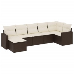 Salon de jardin avec coussins 7 pcs marron résine tressée 529546529546