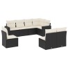 Salon de jardin 8 pcs avec coussins noir résine tressée 529547529547