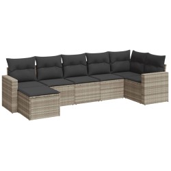 Salon de jardin avec coussins 7 pcs gris clair résine tressée 529548529548
