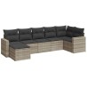 Salon de jardin avec coussins 7 pcs gris clair résine tressée 529548529548