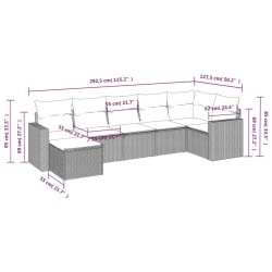 Salon de jardin 7 pcs avec coussins noir résine tressée 529549529549