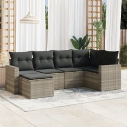 Salon de jardin 6 pcs avec coussins gris clair résine tressée 529551529551