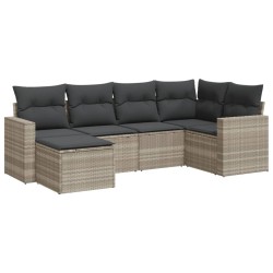 Salon de jardin 6 pcs avec coussins gris clair résine tressée 529551529551
