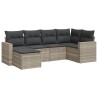 Salon de jardin 6 pcs avec coussins gris clair résine tressée 529551529551