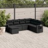 Salon de jardin 7 pcs avec coussins noir résine tressée 529552529552