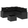 Salon de jardin 6 pcs avec coussins noir résine tressée 529554529554