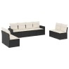 Salon de jardin 8 pcs avec coussins noir résine tressée 529556529556