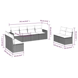 Salon de jardin 8 pcs avec coussins noir résine tressée 529556529556