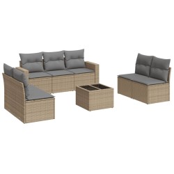 Salon de jardin avec coussins 8 pcs beige résine tressée 529558529558