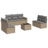 Salon de jardin avec coussins 8 pcs beige résine tressée 529558529558