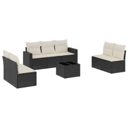 Salon de jardin 8 pcs avec coussins noir résine tressée 529559529559