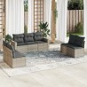 Salon de jardin avec coussins 7 pcs gris clair résine tressée 529561529561