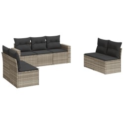 Salon de jardin avec coussins 7 pcs gris clair résine tressée 529561529561