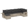 Salon de jardin avec coussins 7 pcs gris clair résine tressée 529565529565