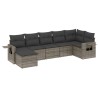 Salon de jardin avec coussins 7 pcs gris résine tressée 529568529568