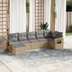 Salon de jardin avec coussins 7 pcs beige résine tressée 529569529569