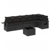 Salon de jardin 7 pcs avec coussins noir résine tressée 529570529570