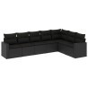 Salon de jardin 7 pcs avec coussins noir résine tressée 529573529573