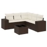 Salon de jardin avec coussins 6 pcs marron résine tressée 529576529576