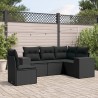 Salon de jardin 5 pcs avec coussins noir résine tressée 529577529577