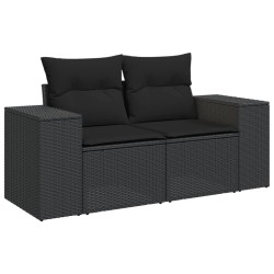 Salon de jardin 5 pcs avec coussins noir résine tressée 529577529577