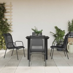 Ensemble à manger de jardin 5 pcs noir textilène et acier 529590529590