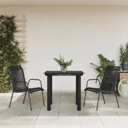 Ensemble à manger de jardin 3 pcs noir textilène et acier 529591529591