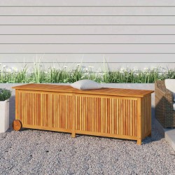 Boîte de rangement de jardin avec roues 150x50x58cm bois acacia 529593529593