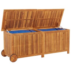 Boîte de rangement de jardin avec roues 150x50x58cm bois acacia 529593529593