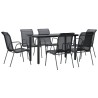 Ensemble à manger de jardin 7 pcs noir textilène et acier 529600529600