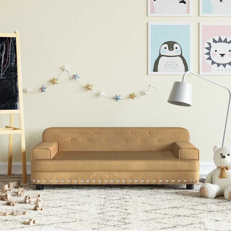 Canapé pour enfants marron 90x53x30 cm velours 529604529604
