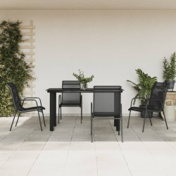 Ensemble à manger de jardin 5 pcs noir textilène et acier 529622529622