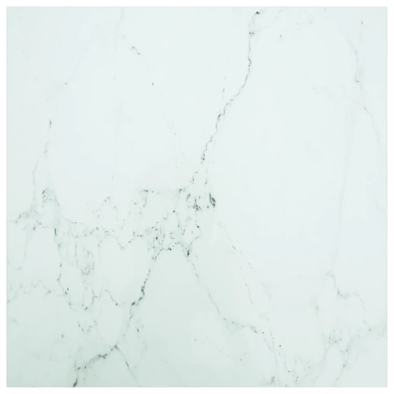Dessus de table blanc 80x80 cm 6 mm verre trempé design marbre 529624529624