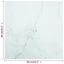 Dessus de table blanc 80x80 cm 6 mm verre trempé design marbre 529624529624