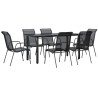 Ensemble à manger de jardin 7 pcs noir textilène et acier 529625529625