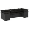 Salon de jardin 7 pcs avec coussins noir résine tressée 529629529629