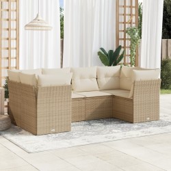 Salon de jardin avec coussins 6 pcs beige résine tressée 529631529631