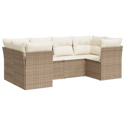 Salon de jardin avec coussins 6 pcs beige résine tressée 529631529631