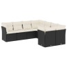 Salon de jardin 8 pcs avec coussins noir résine tressée 529635529635