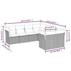 Salon de jardin 8 pcs avec coussins noir résine tressée 529635529635
