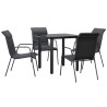 Ensemble à manger de jardin 5 pcs noir textilène et acier 529639529639
