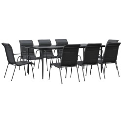 Ensemble à manger de jardin 9 pcs noir textilène et acier 529640529640