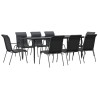 Ensemble à manger de jardin 9 pcs noir textilène et acier 529640529640