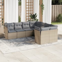 Salon de jardin avec coussins 8 pcs beige résine tressée 529641529641