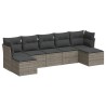 Salon de jardin avec coussins 7 pcs gris résine tressée 529642529642