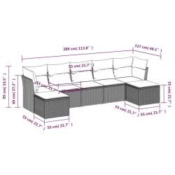 Salon de jardin avec coussins 7 pcs gris résine tressée 529642529642