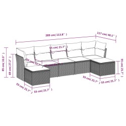Salon de jardin avec coussins 7 pcs marron résine tressée 529643529643