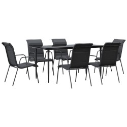 Ensemble à manger de jardin 7 pcs noir textilène et acier 529644529644
